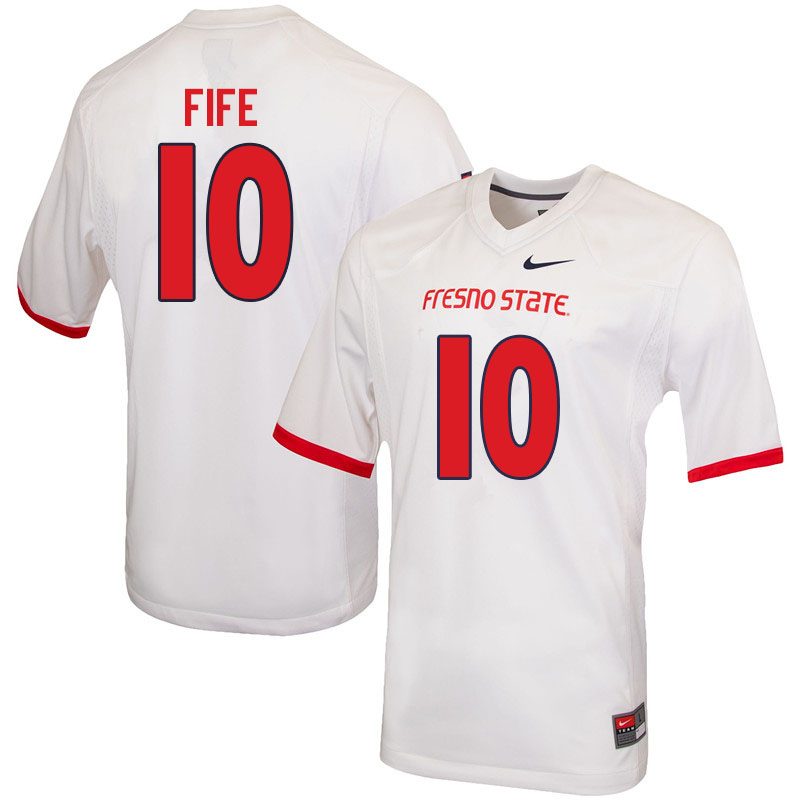 Men #10 Logan Fife Fresno State Bulldogs College Football Jerseys Sale-White
